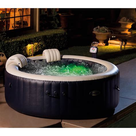 The PureSpa provides relaxation at the touch of a button for up to 4 people with its easy-to-use wireless, removable control panel and Intex Link Spa Management for remote control. . Intex 4 person hot tub